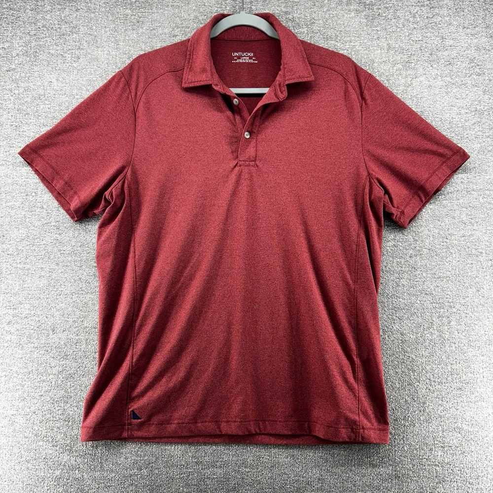 Untuckit Clavidor Golf Polo Shirt Men Size Large Burgundy Short Sleeve‎